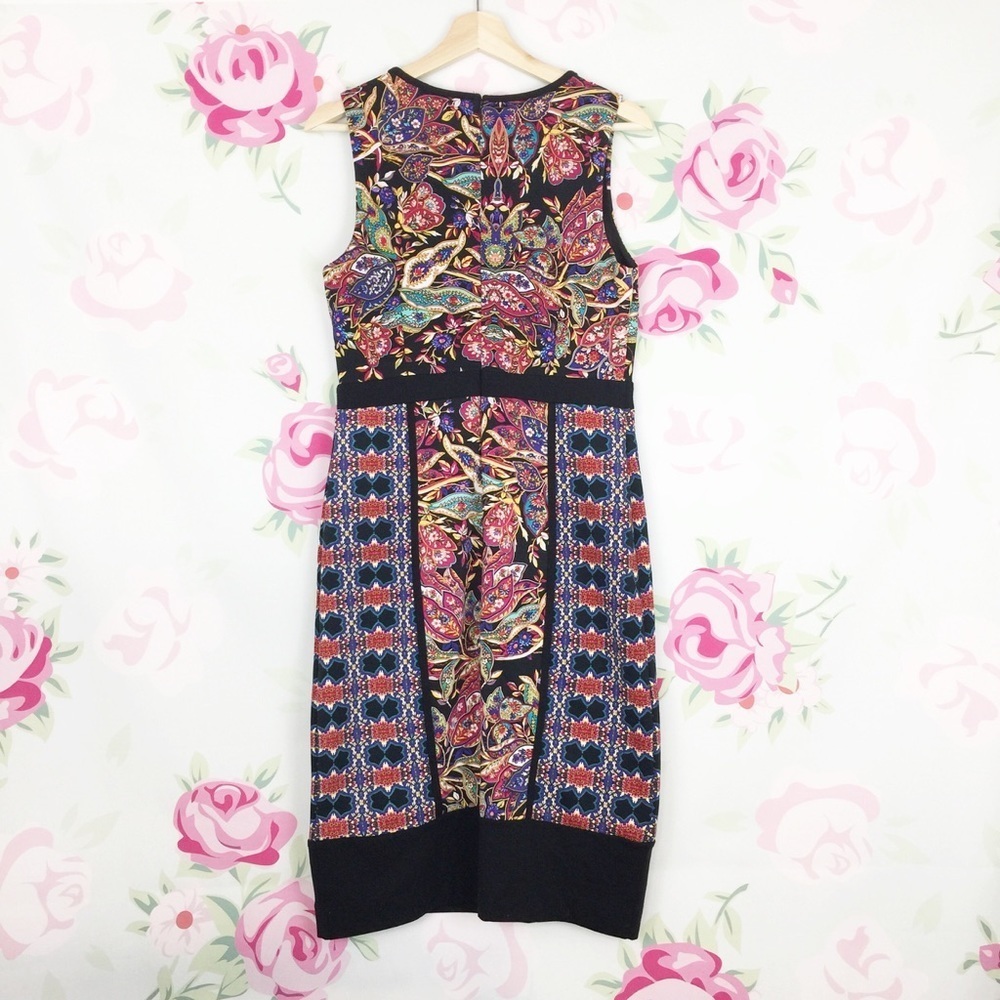 Nicole Miller Floral Paisley Print Midi Dress M - Picture 4 of 6